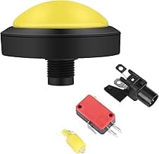 Glomora Arcade Button, 2PCS 100mm Big Dome 12V LED Illuminated Push Buttons with Micro Switch, LED Illuminated Convex Cons...