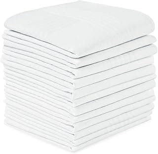 URAQT Men's Handkerchiefs, Soft Gents Hankies Set, Mens Premium Handkerchiefs Cotton White Pocket Square Hanks for Men and...