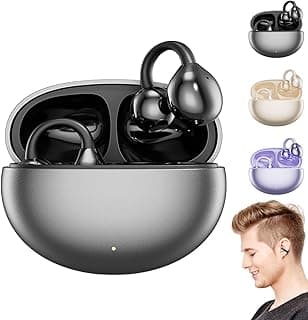 Ear Clip Bluetooth Headphones, Open Ear Clip On Earbuds Wireless Bluetooth 5.4, Waterproof Bone Conduction Earbuds for Spo...