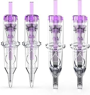 Wormhole Tattoo Cartridge Needles, 20pcs Mixed Sizes 3RL 5RL 5RM 7RM Disposable Tattoo Needles Cartridge Round Liner Shade...