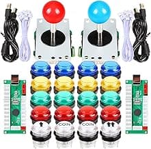 EG STARTS Arcade Classic DIY Kit Parts 2x USB LED Encoder To PC Consols Games + 2x 4/8 Ways Joystick + 20x 5V Illuminated ...