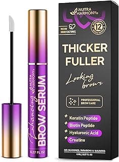 Enhancing Brow Serum for Eyebrow Growth with Keratin & Biotin Peptides, Hyaluronic Acid, Creatine and Castor Oil for Fulle...