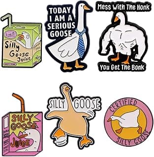 6 Pcs Funny Pin Badges for Work, Goose Pins Badges, Cute Silly Goose Badge Gifts | Funny Words Animal Enamel Pins Set | Si...