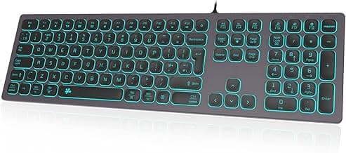 B.FRIENDIT Aluminum Slim Backlit Keyboard Wired - UK Layout Compatible with Apple iMac, Macbook, Mac and PC, USB Keyboard ...