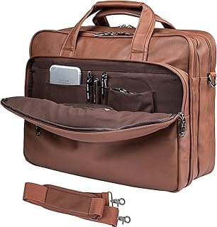 seyfocnia Leather Laptop Bag, Men's 15.6 Inches Messenger Briefcase Business Satchel Computer Handbag Shoulder Bag Fits 1...