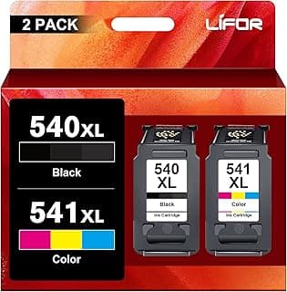 LIFOR 540XL 541XL Twin Pack Replacement for Canon 540 and 541 Ink Cartridges 540 541 PG-540XL Black CL-541XL Colour for Ca...